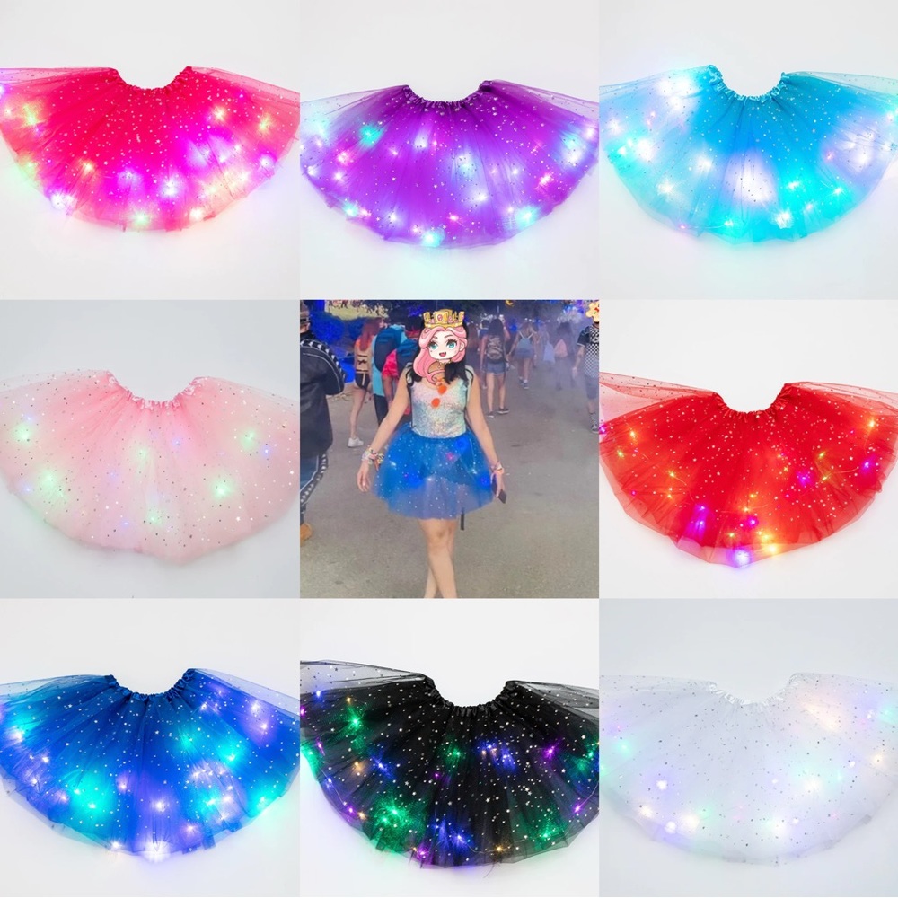 4 FULL LAYER Women's LED tutu skirt length 15.5" Light up tutu  teen/adult tutu